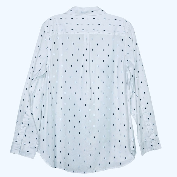 Garnet Hill 100% Organic Pima Cotton White Black Relaxed Shirt Size 10 - Picture 4 of 9